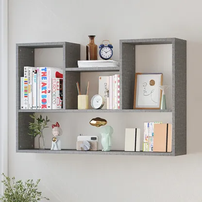 Modern Wooden 3-Tier Open Back Wall-Mounted Bookcase Image - 19