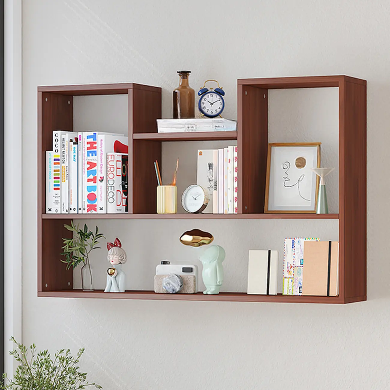 Modern Wooden 3-Tier Open Back Wall-Mounted Bookcase Image - 20 | homeyfad