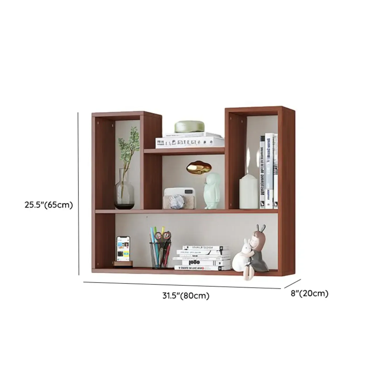 Modern Wooden 3-Tier Open Back Wall-Mounted Bookcase Image - 24