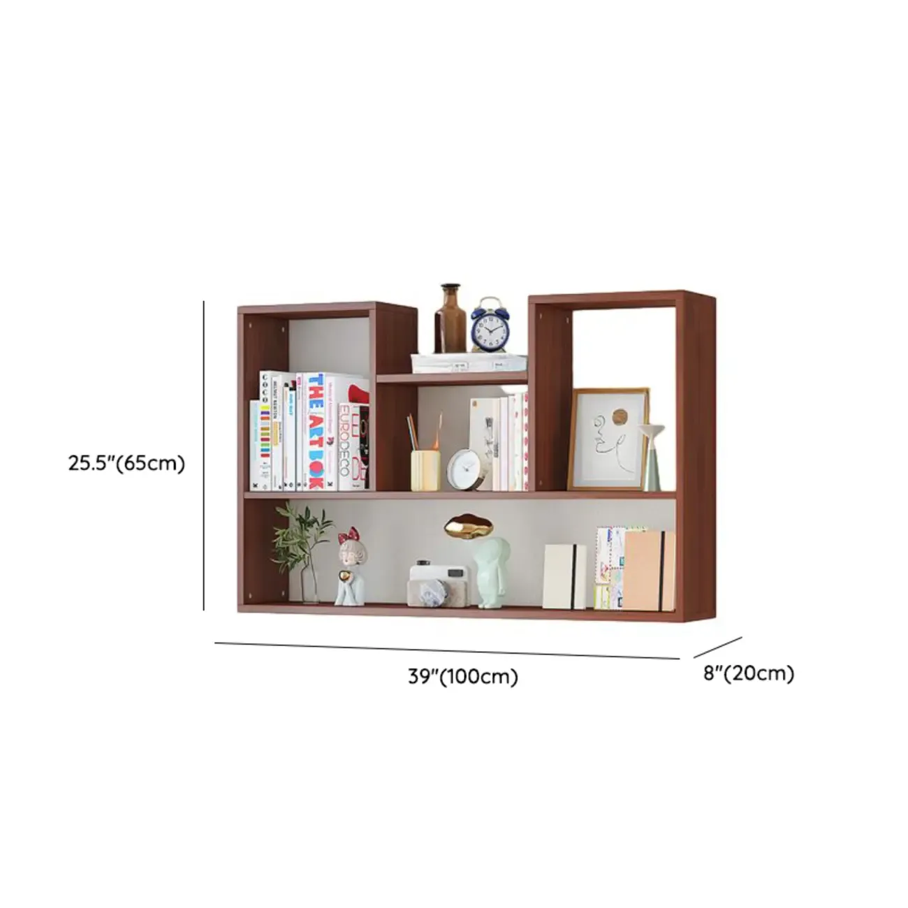 Modern Wooden 3-Tier Open Back Wall-Mounted Bookcase Image - 28