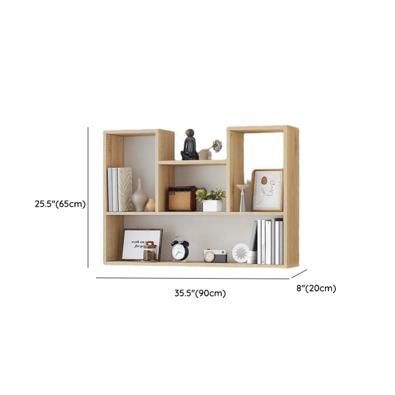 Modern Wooden 3-Tier Open Back Wall-Mounted Bookcase Image - 30 | homeyfad