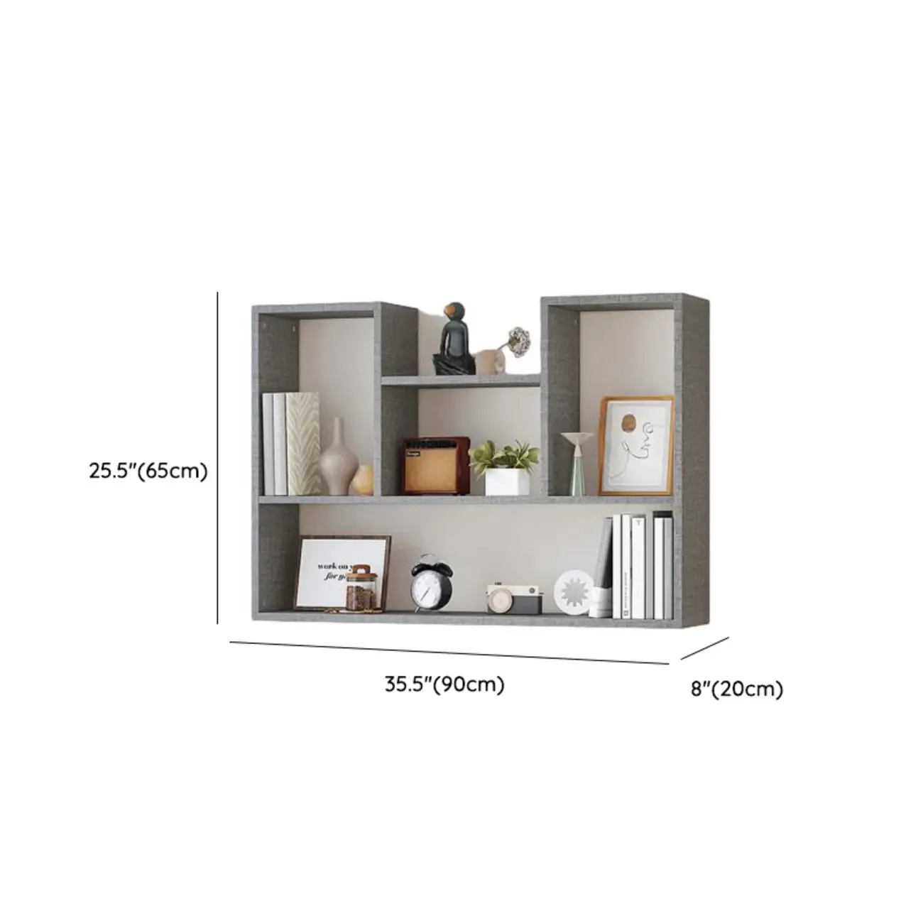 Modern Wooden 3-Tier Open Back Wall-Mounted Bookcase Image - 31