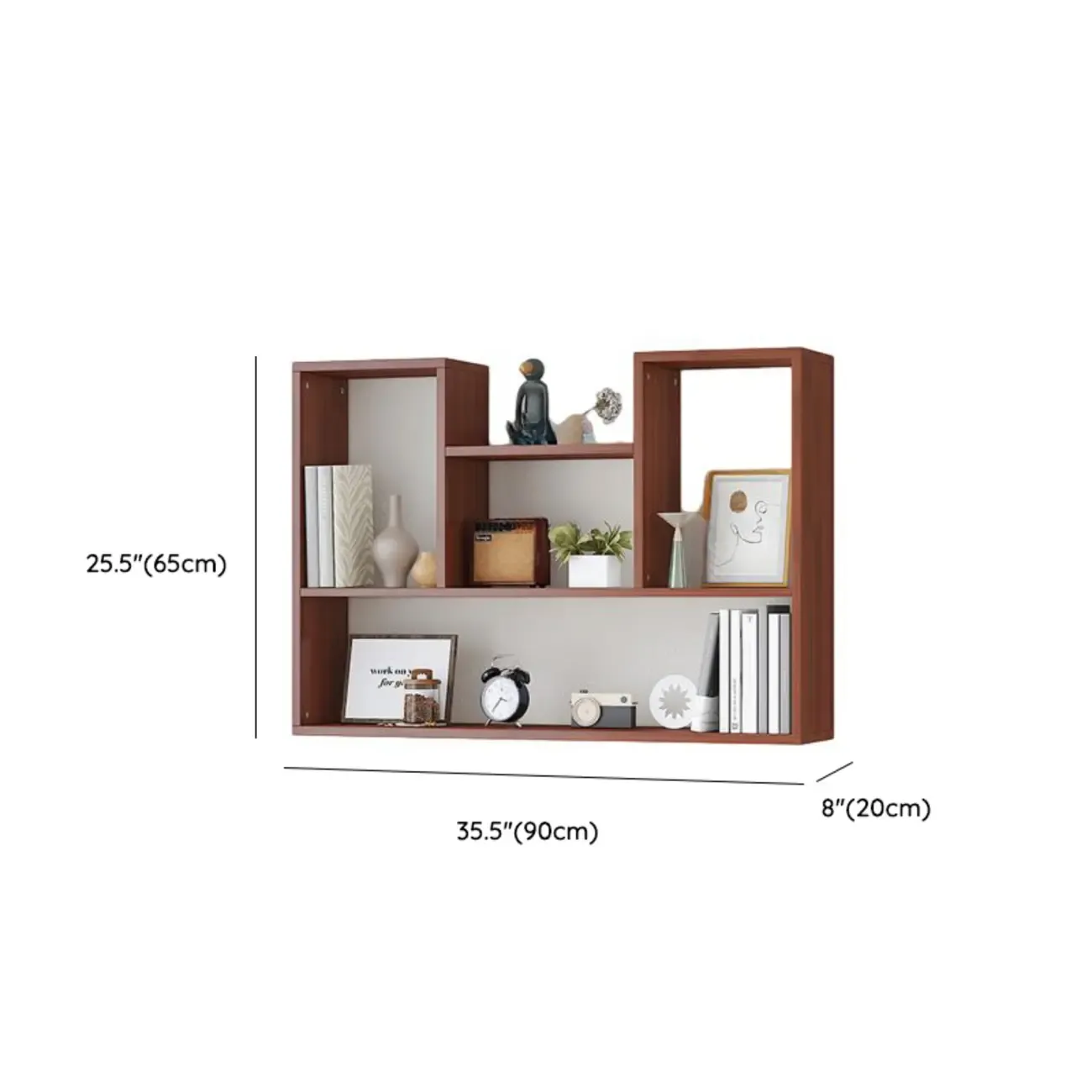 Modern Wooden 3-Tier Open Back Wall-Mounted Bookcase Image - 32