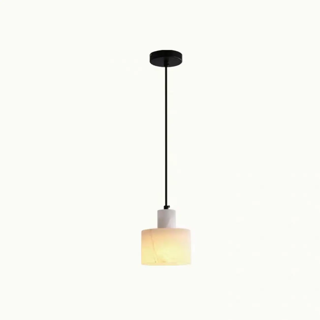 Black Stone Cylinder Hanging Pendant Light Fixture Image - 4 | homeyfad