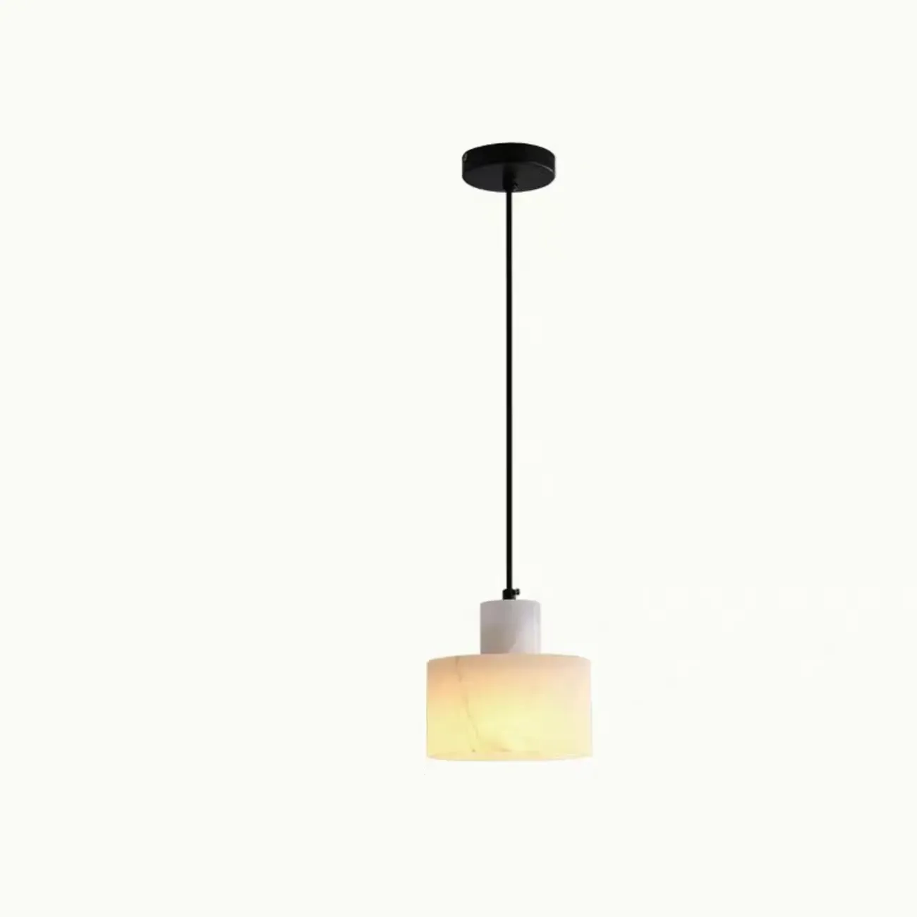 Black Stone Cylinder Hanging Pendant Light Fixture Image - 5