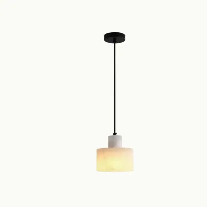 Black Stone Cylinder Hanging Pendant Light Fixture Image - 5