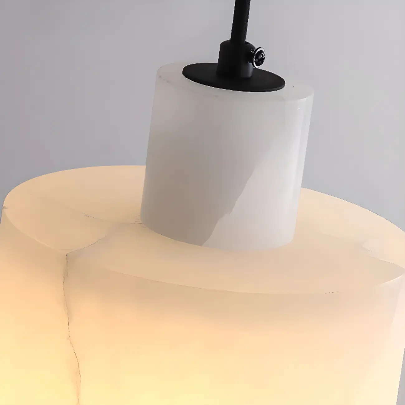 Black Stone Cylinder Hanging Pendant Light Fixture Image - 6 | homeyfad