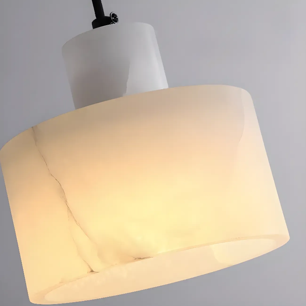 Black Stone Cylinder Hanging Pendant Light Fixture Image - 7