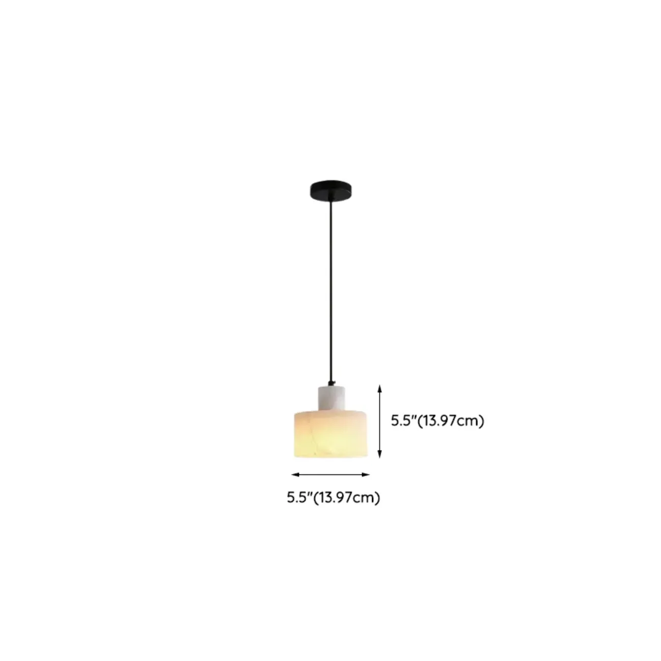 Black Stone Cylinder Hanging Pendant Light Fixture #size