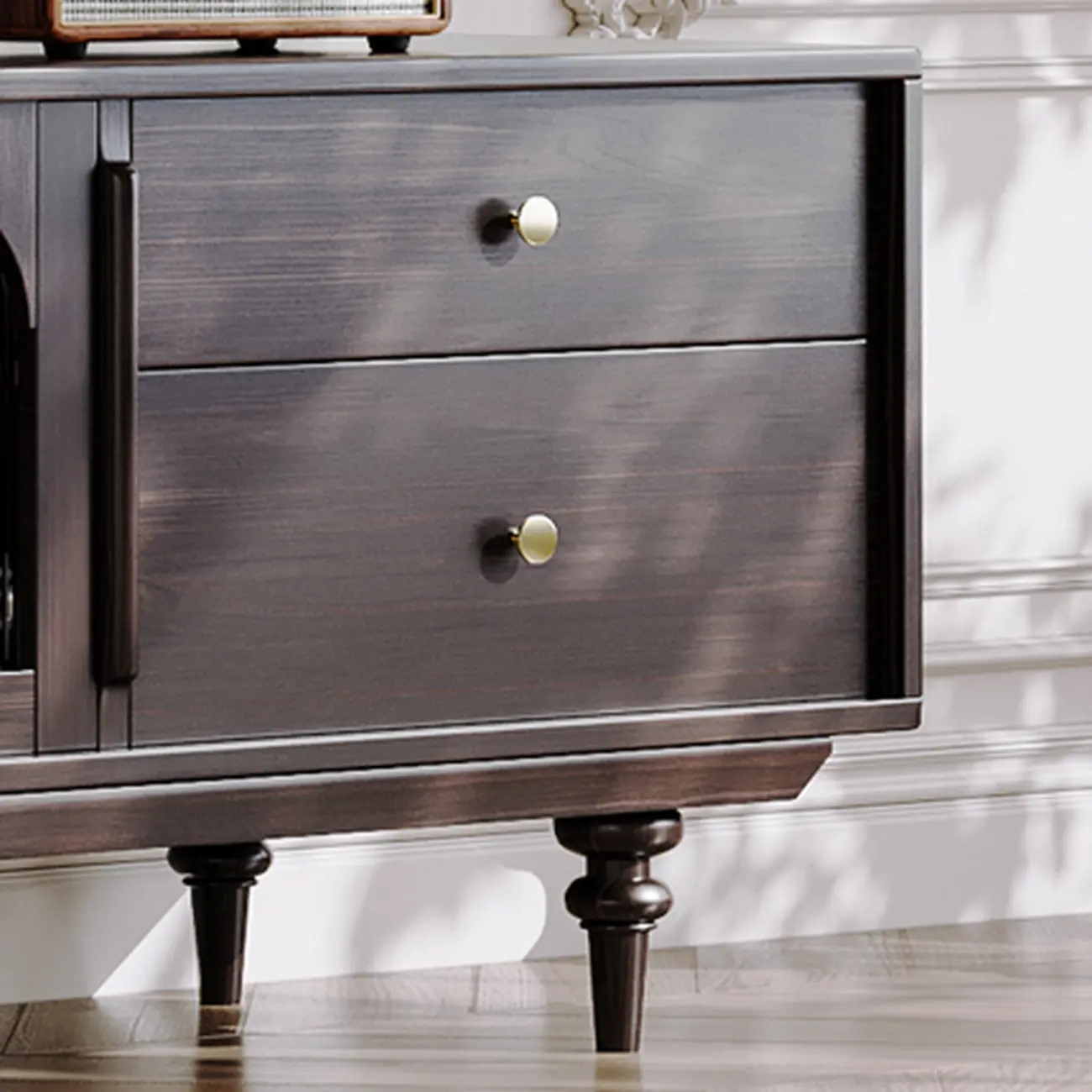 Modern Brown Wood TV Stand with Storage and Cabinets Image - 4 | homeyfad