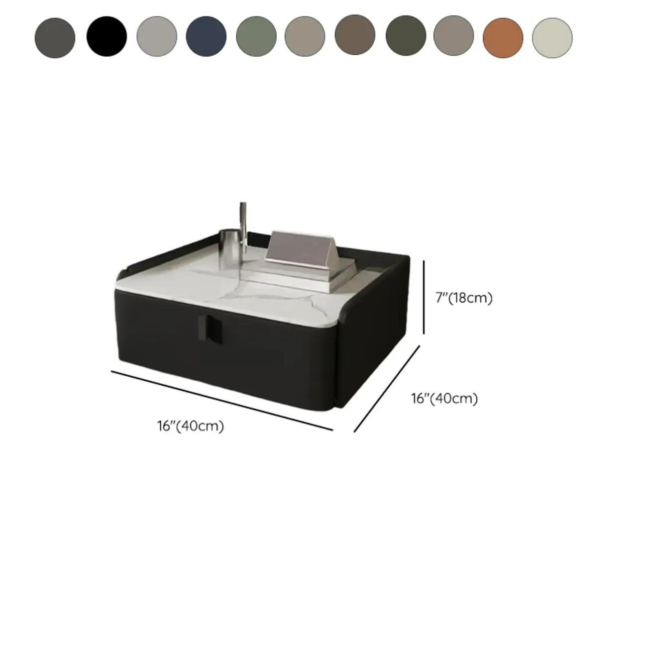 Minimalist White Stone Top Wall-Mounted Wood Nightstand #size