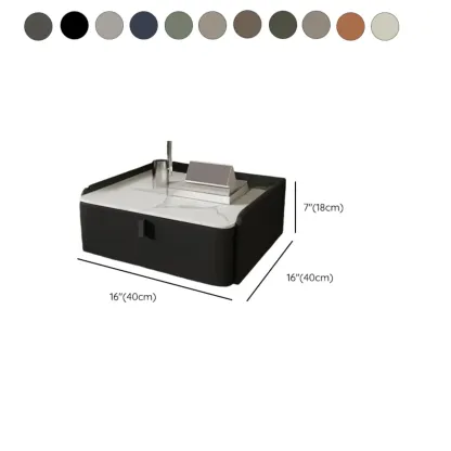 Minimalist White Stone Top Wall-Mounted Wood Nightstand #size