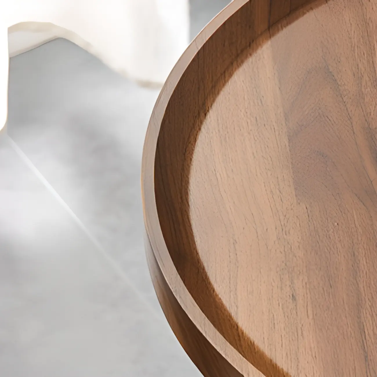 Adjustable Round Acrylic & Wood C-Shaped Wheel Side Table Image - 8 | homeyfad