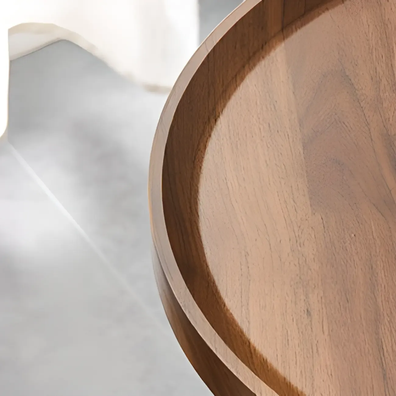 Adjustable Round Acrylic & Wood C-Shaped Wheel Side Table Image - 8