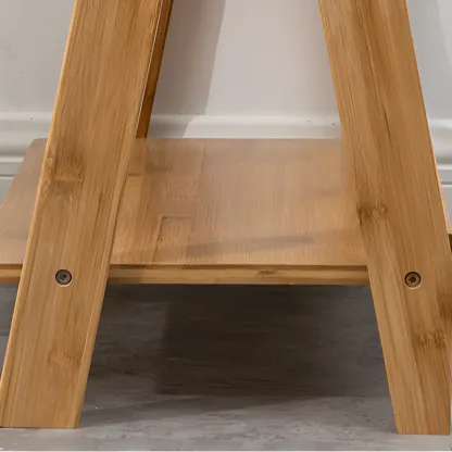 Bamboo Open 4 Shelves Adjustable Ladder Bookcase Image - 7