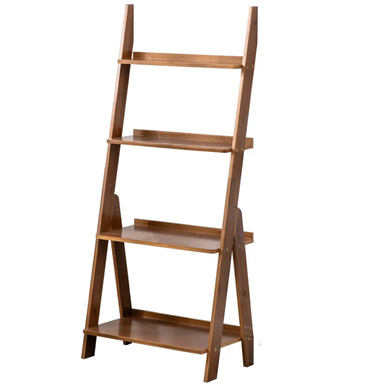 Bamboo Open 4 Shelves Adjustable Ladder Bookcase Image - 12 | homeyfad