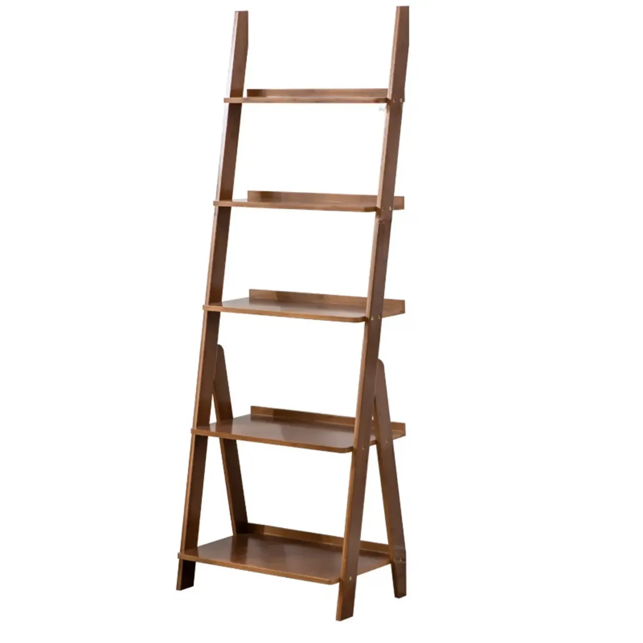 Bamboo Open 4 Shelves Adjustable Ladder Bookcase Image - 13