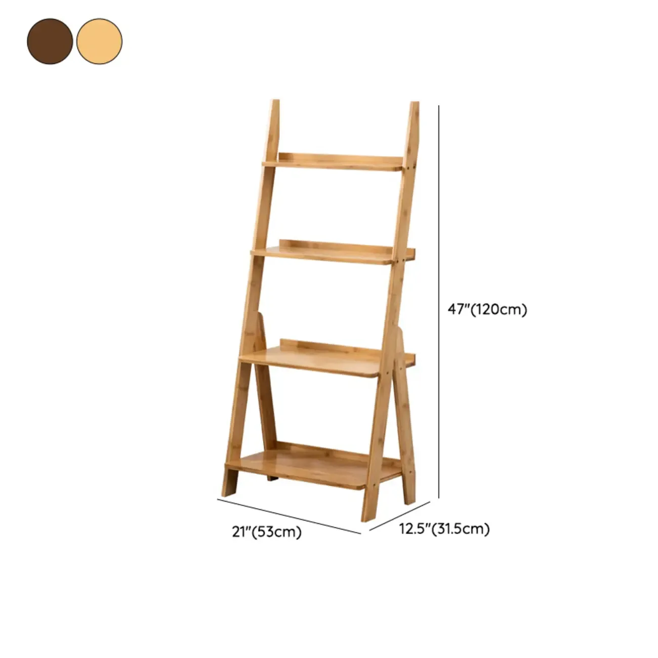 Bamboo Open 4 Shelves Adjustable Ladder Bookcase #size
