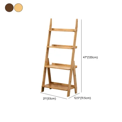 Bamboo Open 4 Shelves Adjustable Ladder Bookcase #size