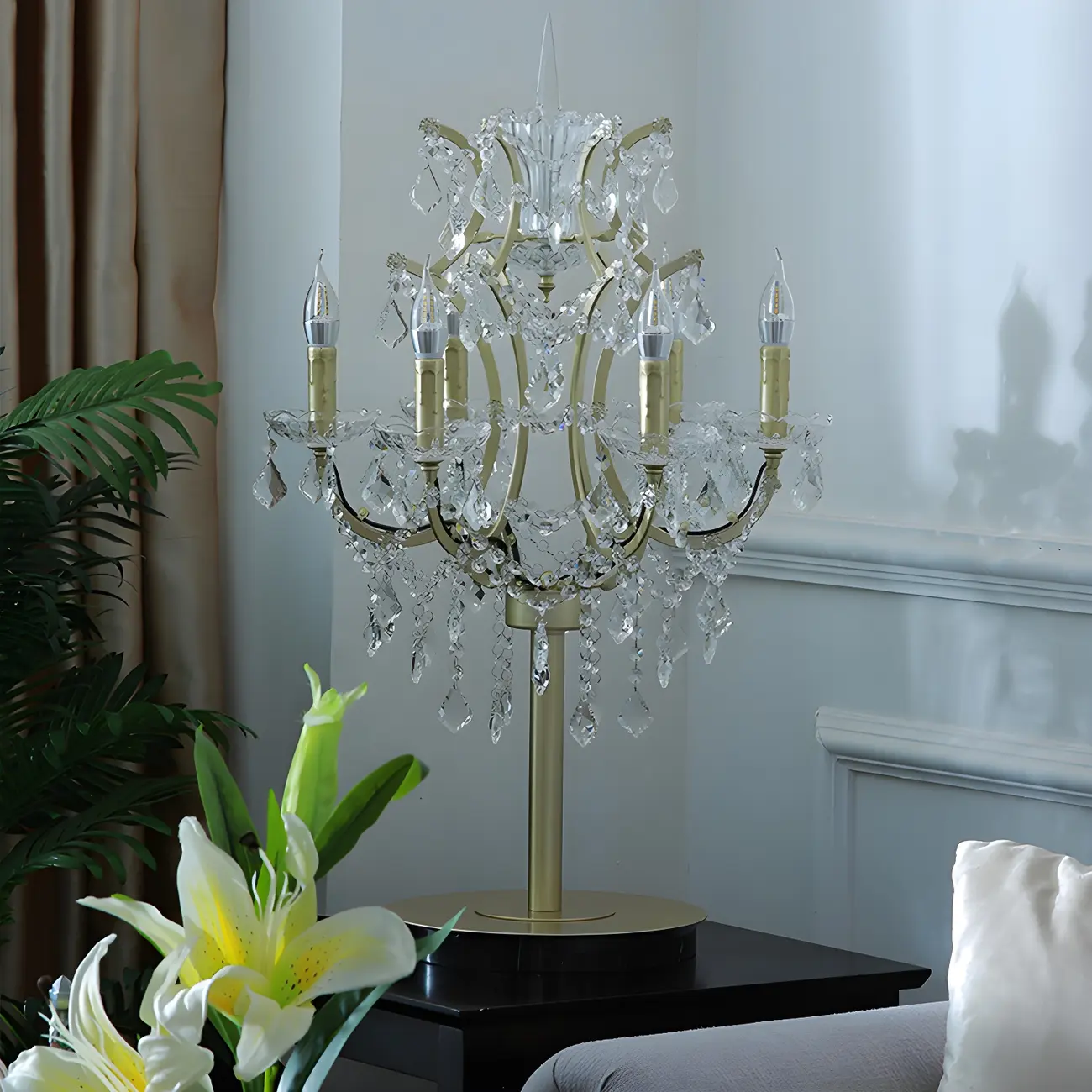 Luxurious 6-Light Gold Candlestick Crystal Table Lamp Image - 2 | homeyfad