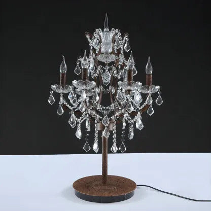 Luxurious 6-Light Gold Candlestick Crystal Table Lamp Image - 3