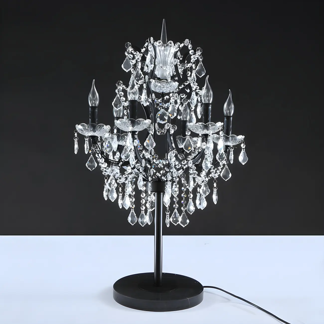 Luxurious 6-Light Gold Candlestick Crystal Table Lamp Image - 6 | homeyfad