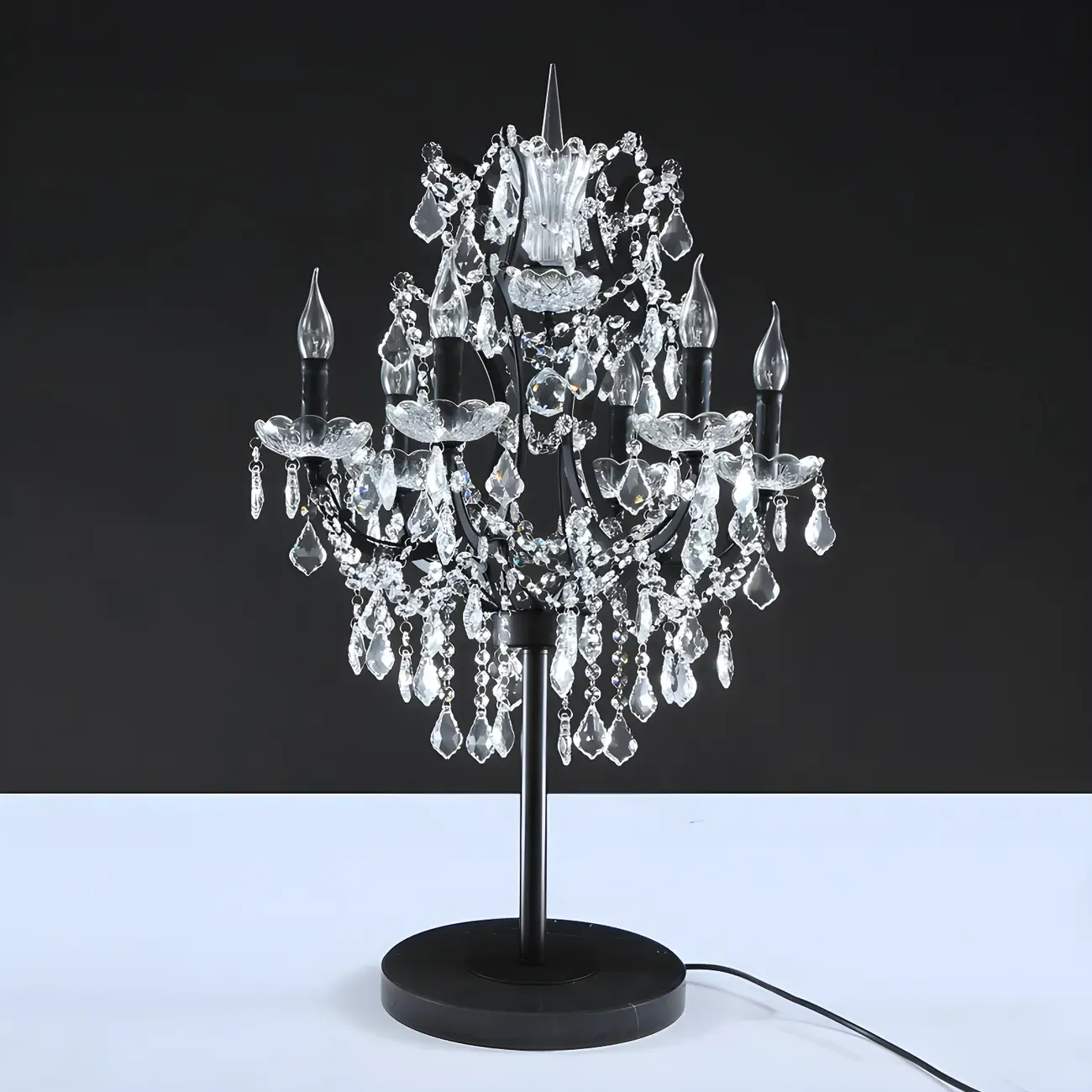 Luxurious 6-Light Gold Candlestick Crystal Table Lamp Image - 6