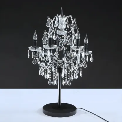 Luxurious 6-Light Gold Candlestick Crystal Table Lamp Image - 6