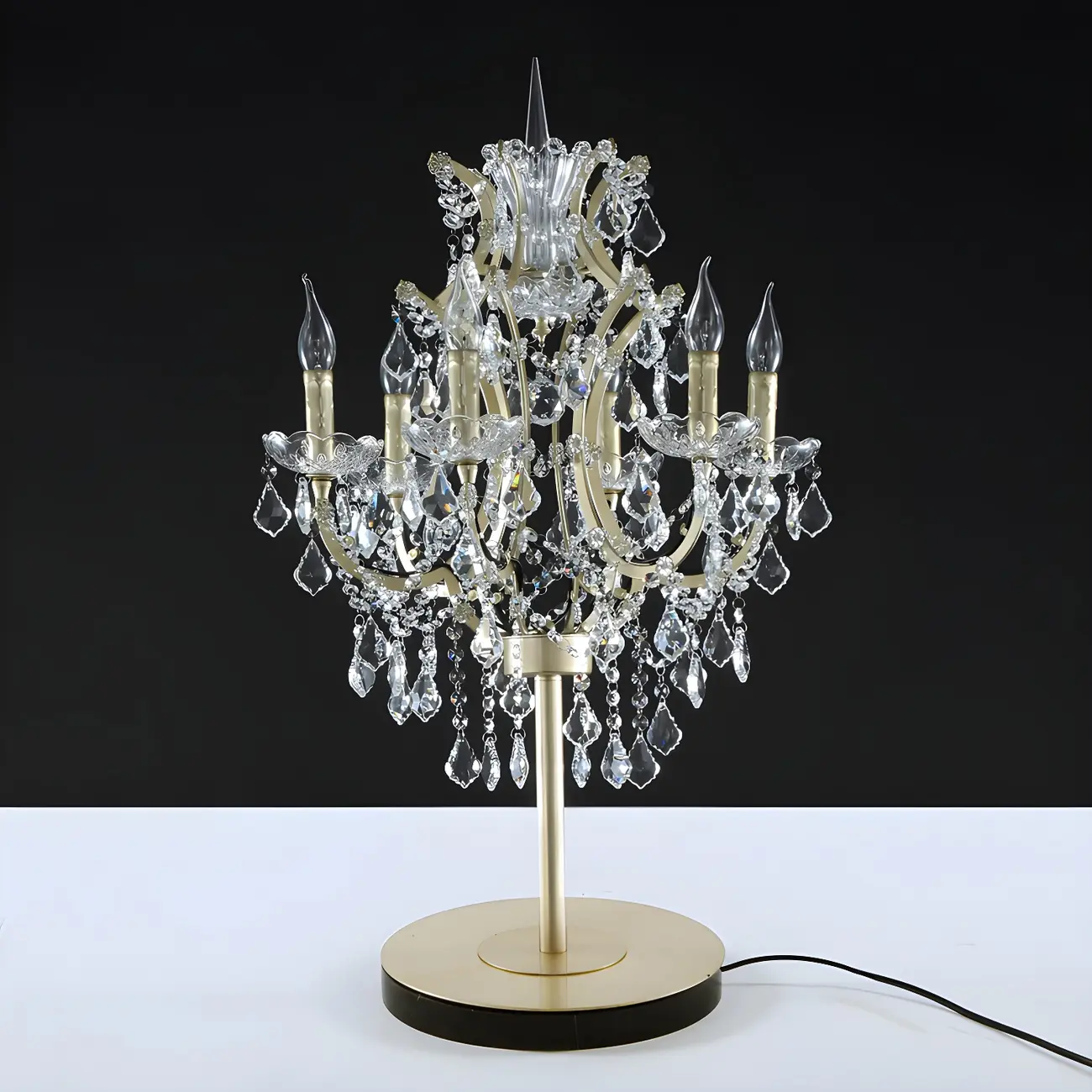 Luxurious 6-Light Gold Candlestick Crystal Table Lamp Image - 4 | homeyfad