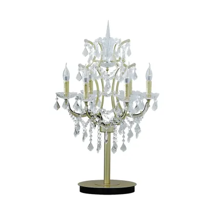 Luxurious 6-Light Gold Candlestick Crystal Table Lamp Image - 7