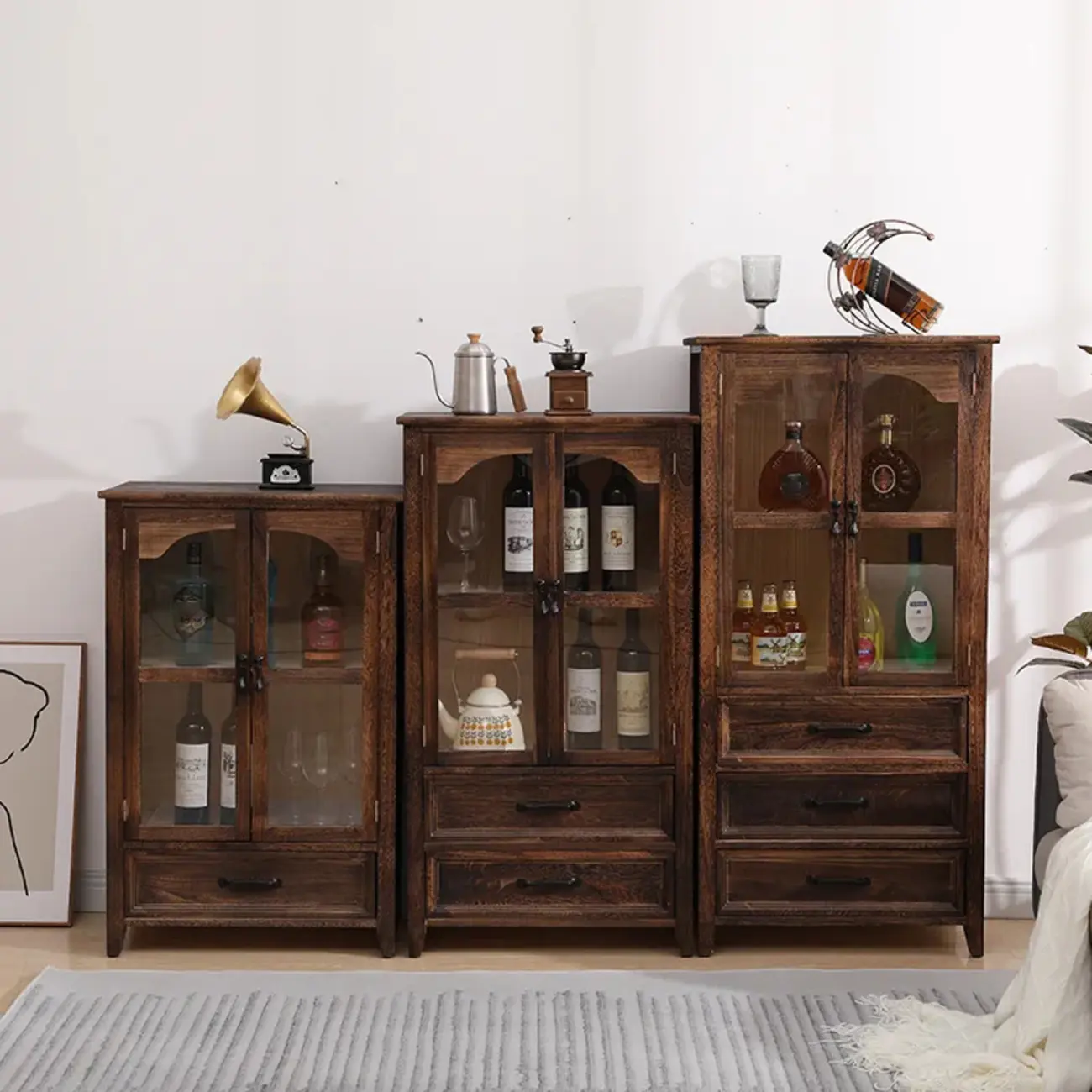 Traditional Espresso Wood China Cabinet with Glass Doors Image - 2 | homeyfad