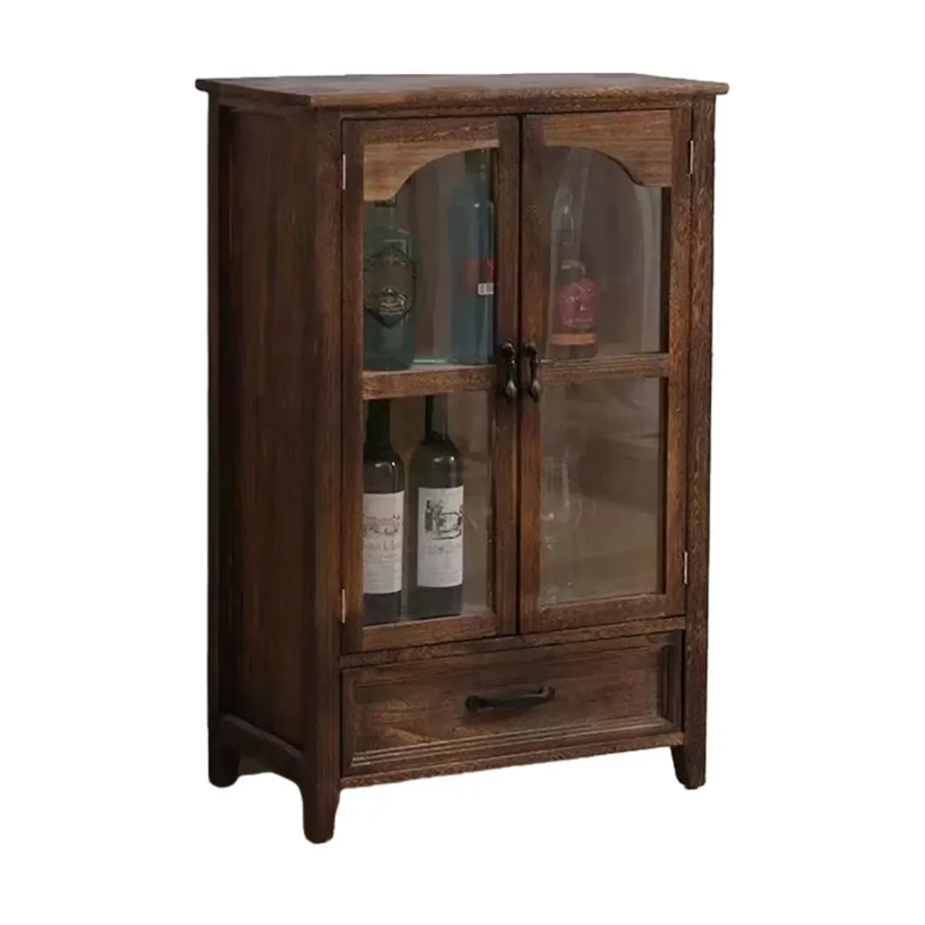 Traditional Espresso Wood China Cabinet with Glass Doors Image - 9