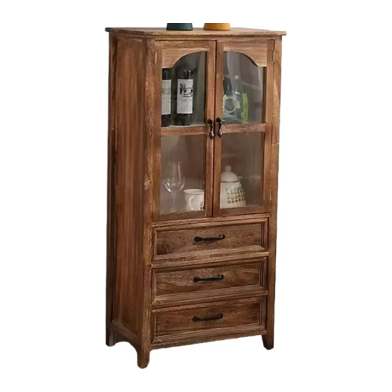 Traditional Espresso Wood China Cabinet with Glass Doors Image - 15