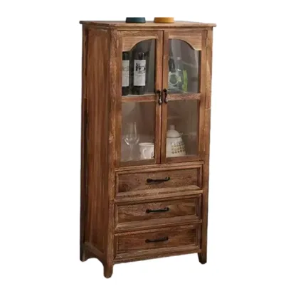 Traditional Espresso Wood China Cabinet with Glass Doors Image - 15