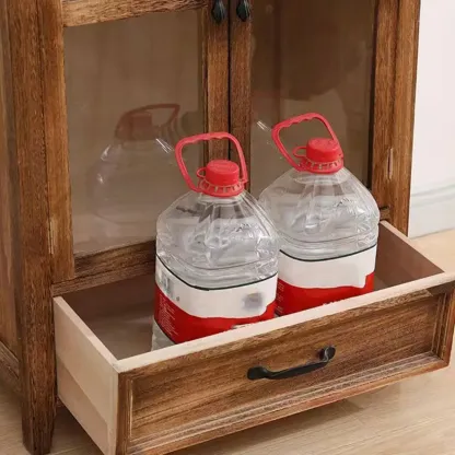 Traditional Espresso Wood China Cabinet with Glass Doors Image - 5