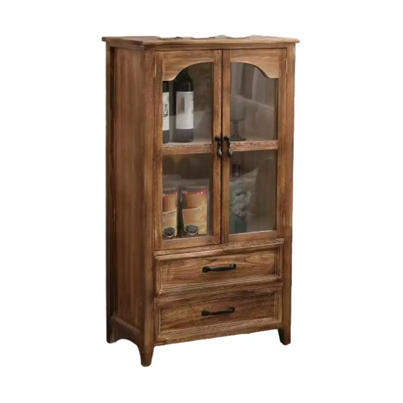 Traditional Espresso Wood China Cabinet with Glass Doors Image - 17