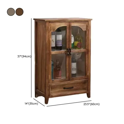 Traditional Espresso Wood China Cabinet with Glass Doors #size
