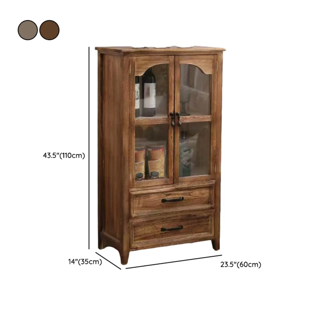 Traditional Espresso Wood China Cabinet with Glass Doors Image - 19 | homeyfad