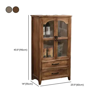 Traditional Espresso Wood China Cabinet with Glass Doors Image - 19