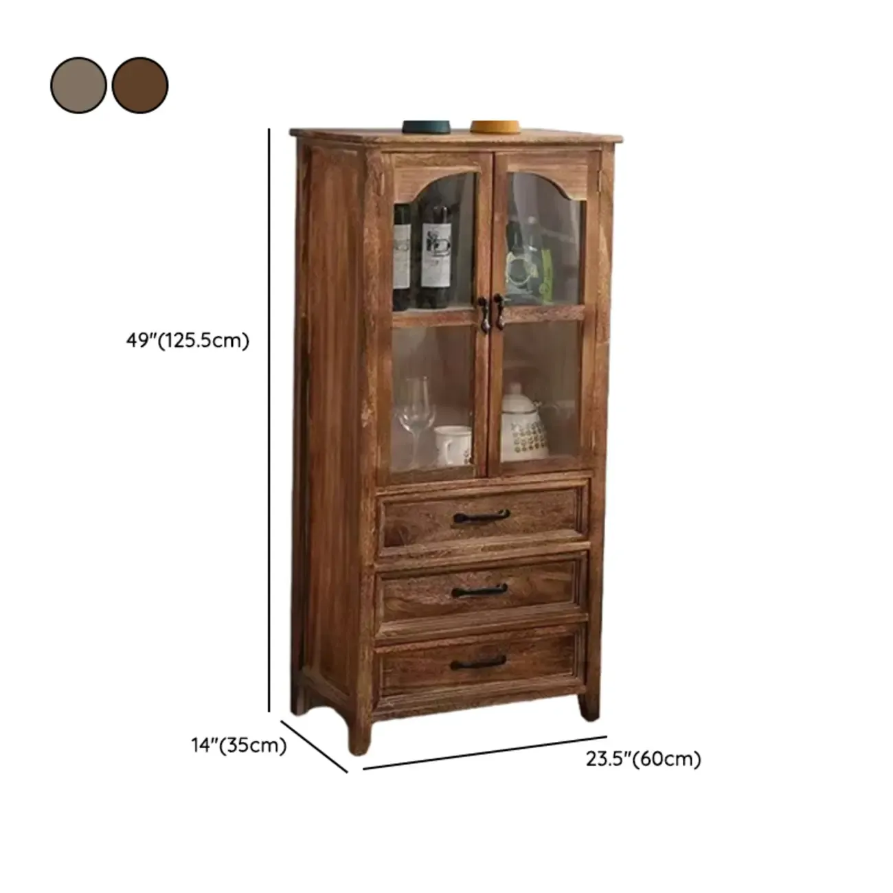 Traditional Espresso Wood China Cabinet with Glass Doors Image - 20