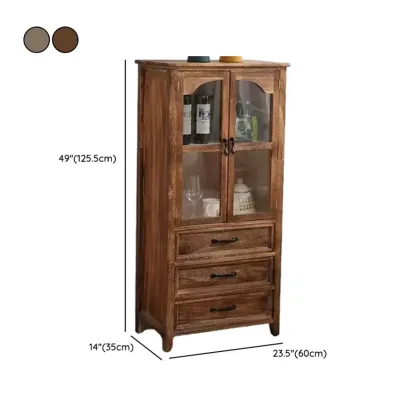 Traditional Espresso Wood China Cabinet with Glass Doors Image - 20