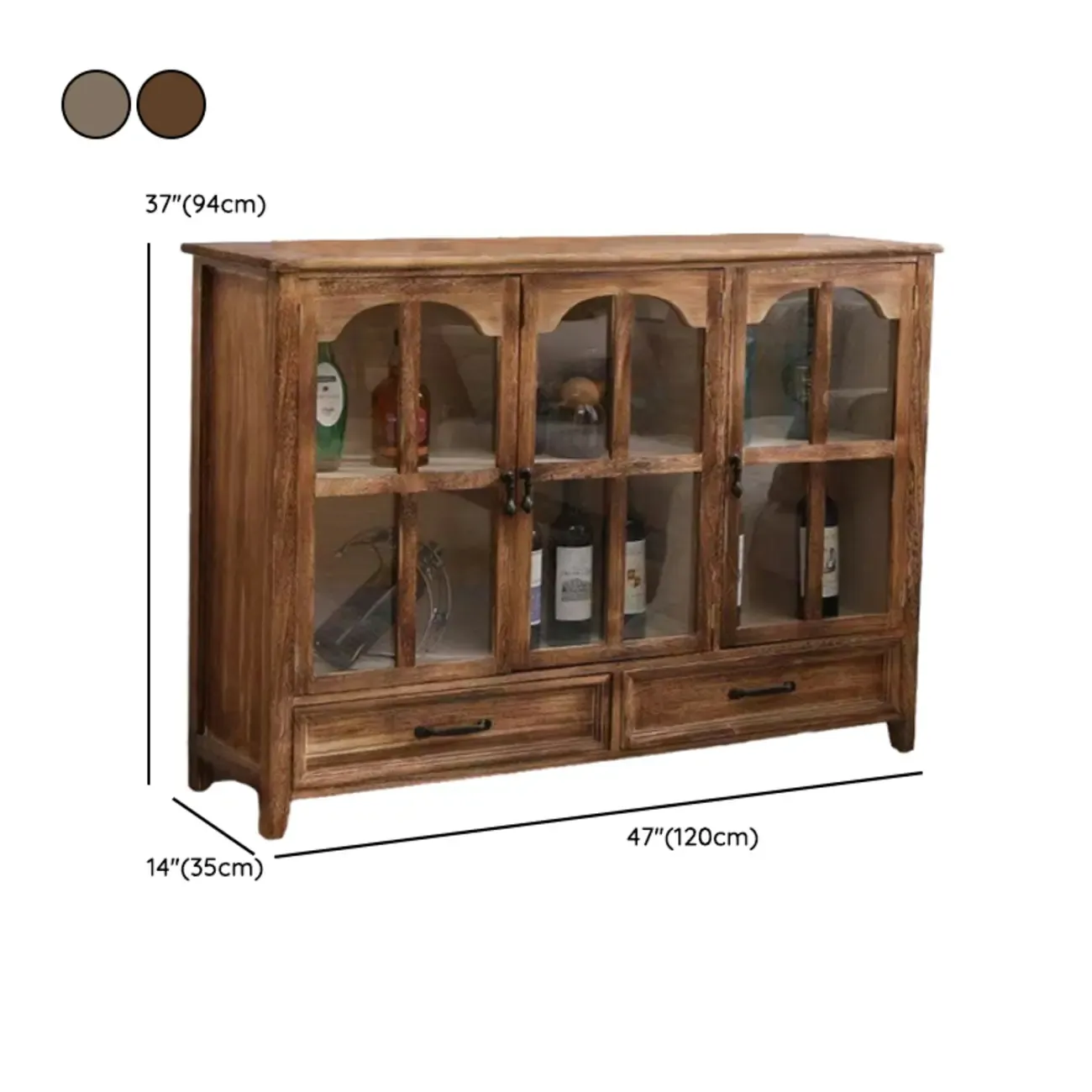 Traditional Espresso Wood China Cabinet with Glass Doors Image - 21