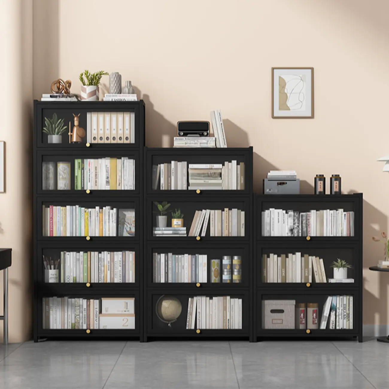 Modern Plexiglass Door Barrister Wood Bookcase Image - 3 | homeyfad