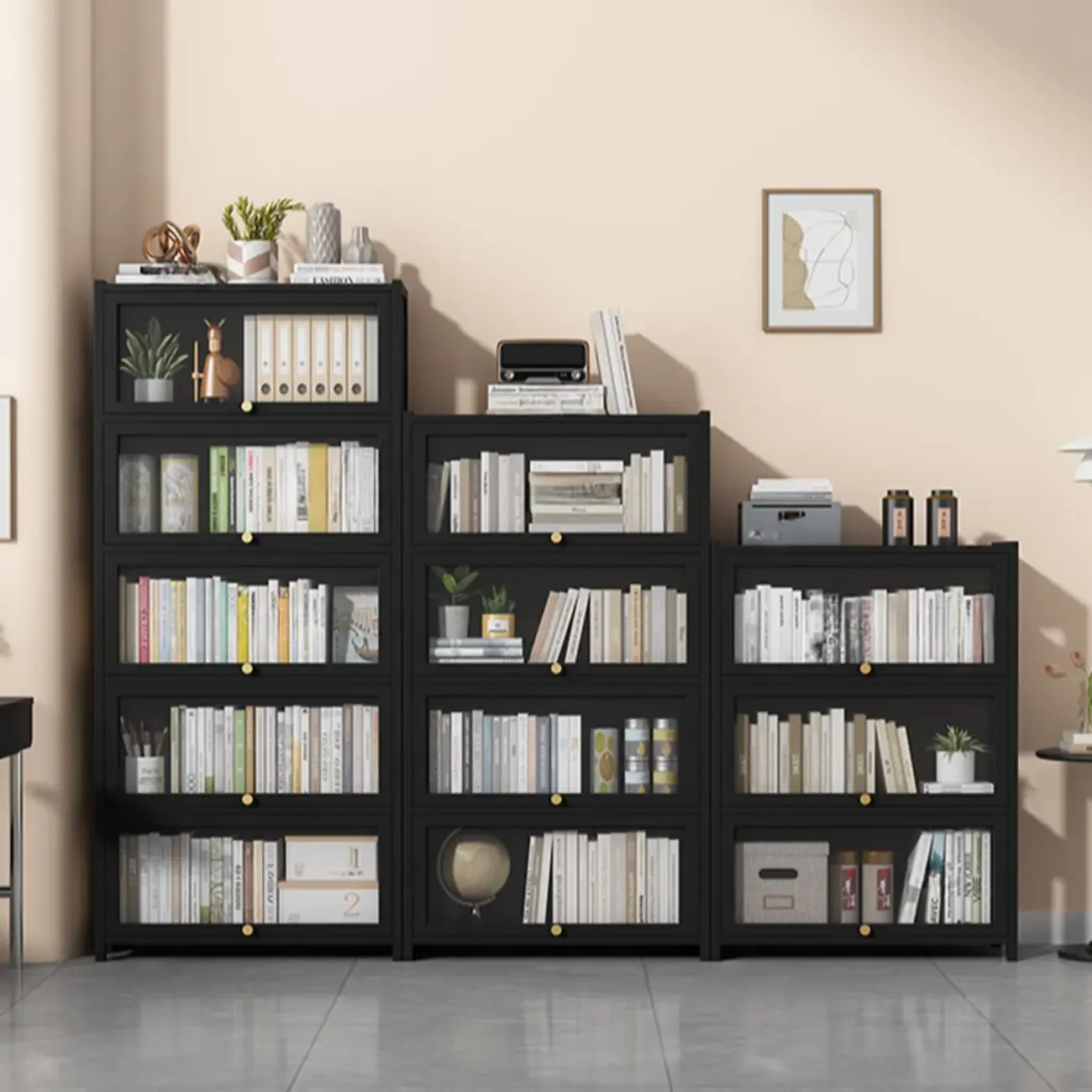 Modern Plexiglass Door Barrister Wood Bookcase Image - 3