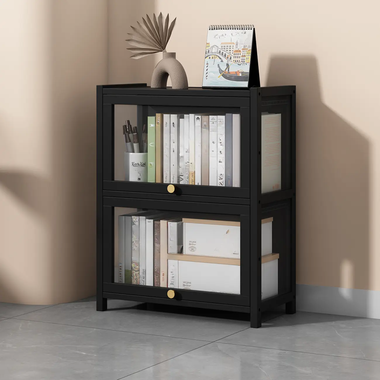 Modern Plexiglass Door Barrister Wood Bookcase Image - 5 | homeyfad