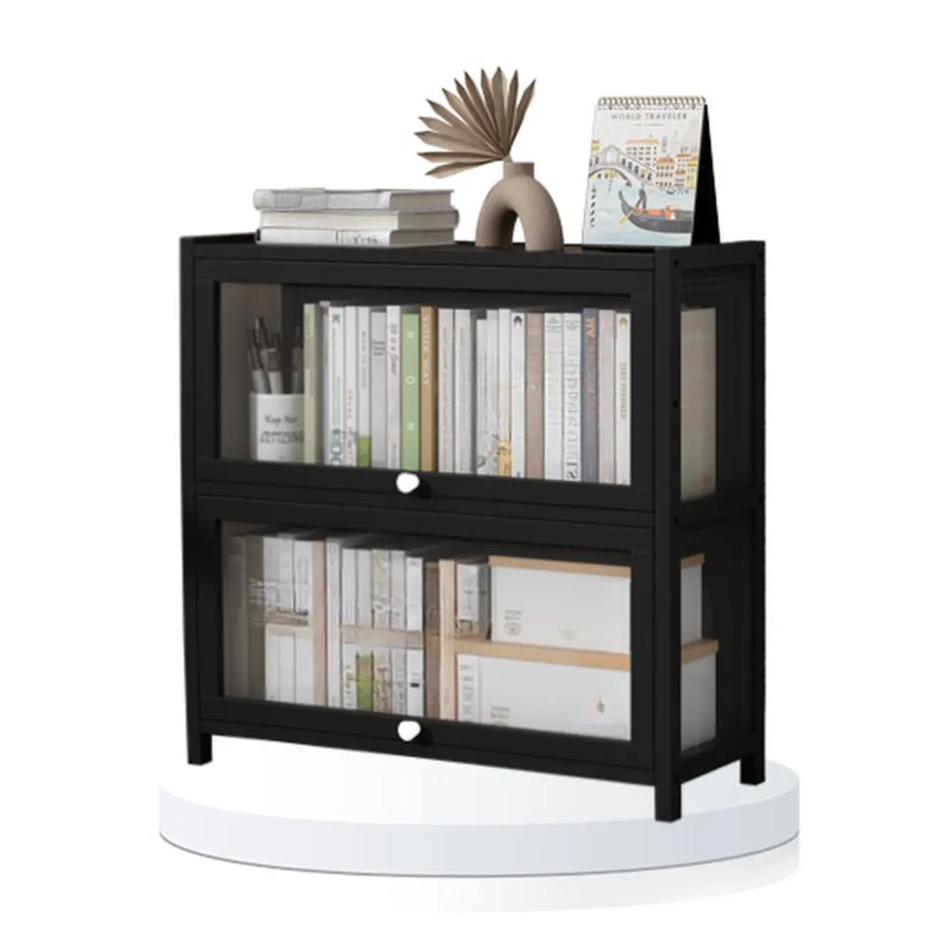 Modern Plexiglass Door Barrister Wood Bookcase Image - 15 | homeyfad