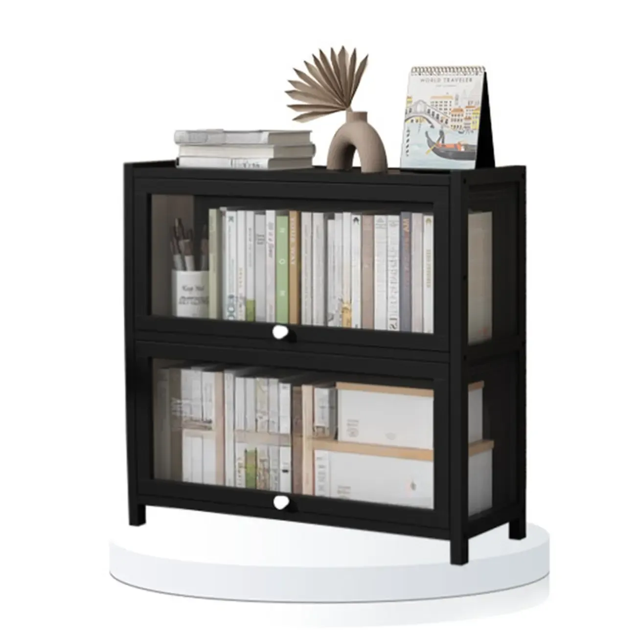 Modern Plexiglass Door Barrister Wood Bookcase Image - 15
