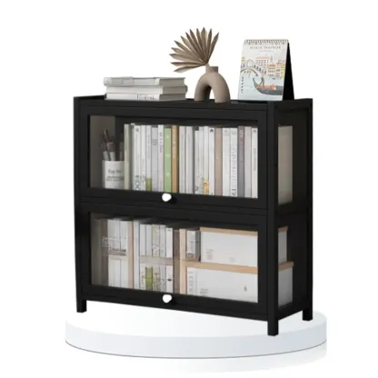 Modern Plexiglass Door Barrister Wood Bookcase Image - 15