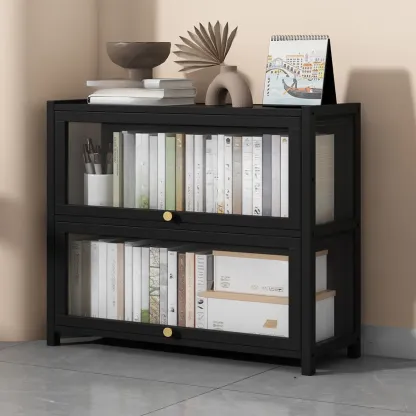 Modern Plexiglass Door Barrister Wood Bookcase Image - 6