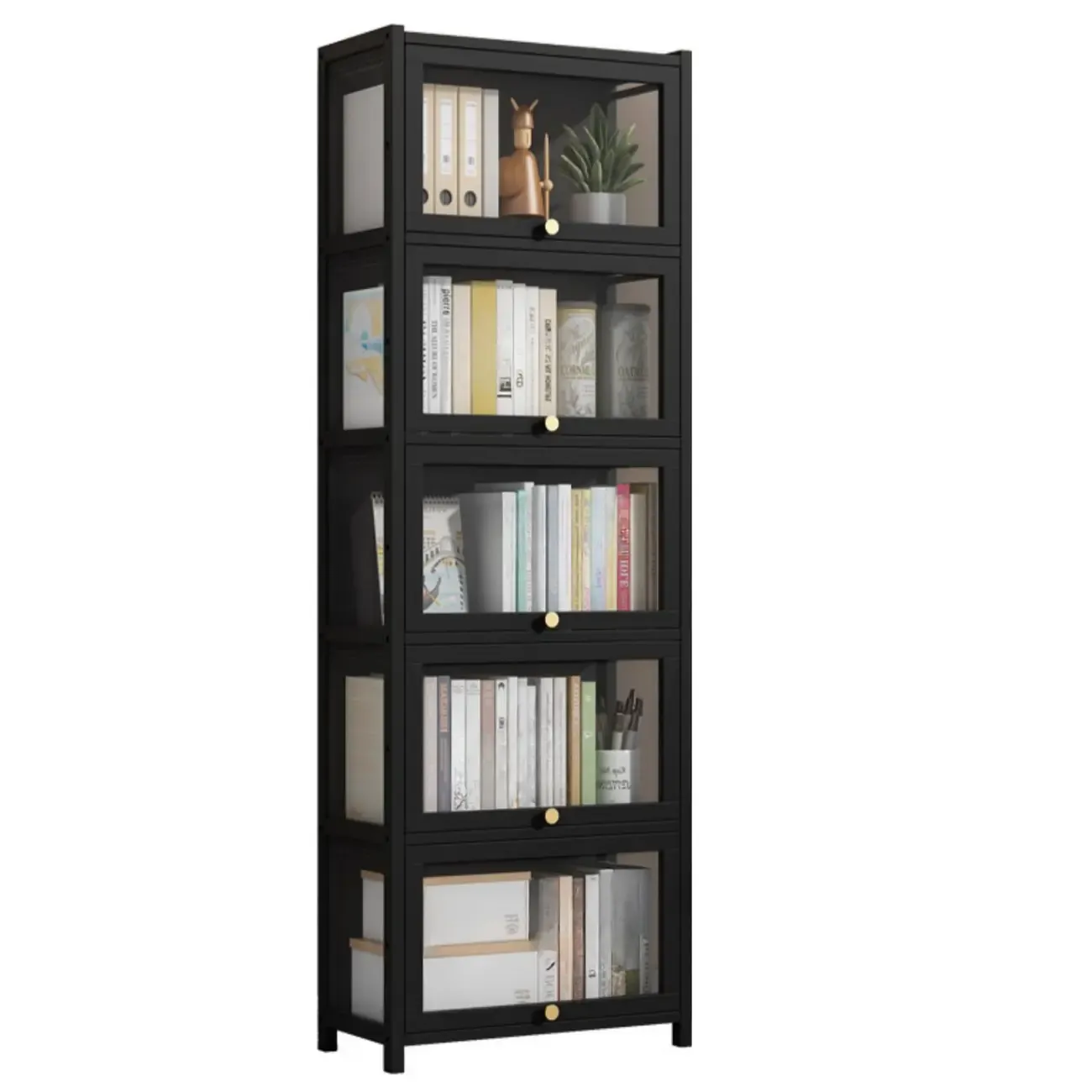 Modern Plexiglass Door Barrister Wood Bookcase Image - 16